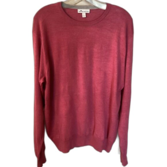 PETER MILLAR MEN'S SIZE LARGE PINK SILK WOOL BLEND CREW NECK SWEATER - Picture 1 of 6